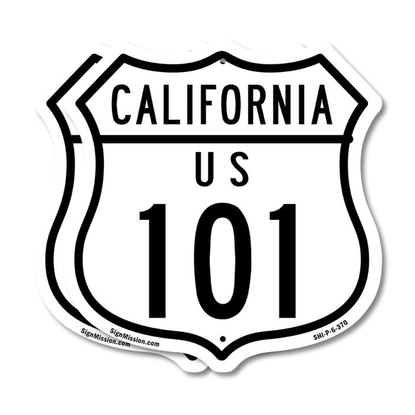 Signmission California Route Marker Shield Sign Us 1, 6 inch X 6 inch, Plastic Sign, 2PK - SHI-P-2PACK-6-370