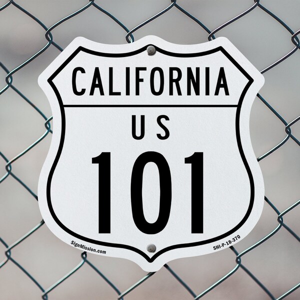 Signmission California Route Marker Shield Sign Us 1, 6 inch X 6 inch, Plastic Sign, 2PK - SHI-P-2PACK-6-370