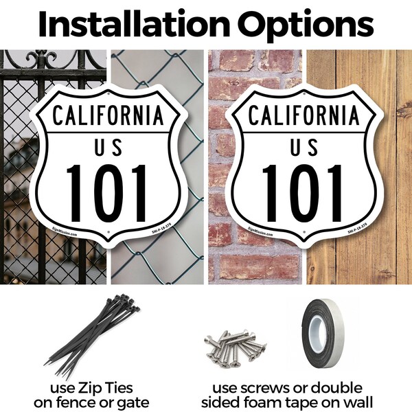 Signmission California Route Marker Shield Sign Us 1, 6 inch X 6 inch, Plastic Sign, 2PK - SHI-P-2PACK-6-370