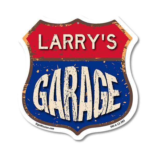 Signmission Larry's Garage, 12 Inch X 12 Inch, Aluminum Metal Sign - SHI-A-12-383-LARRY