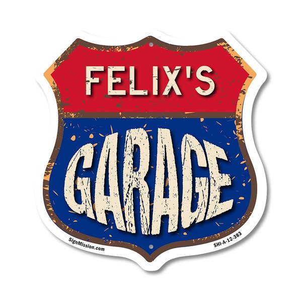 Signmission Felix's Garage, 12 Inch X 12 Inch, Aluminum Metal Sign - SHI-A-12-383-FELIX