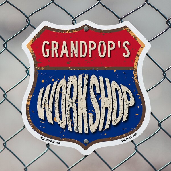 Signmission Grandpop's Workshop, 12 inch X 12 inch, Aluminum Metal Sign, 5PK - SHI-A-5PACK-12-489-GRANDPOP