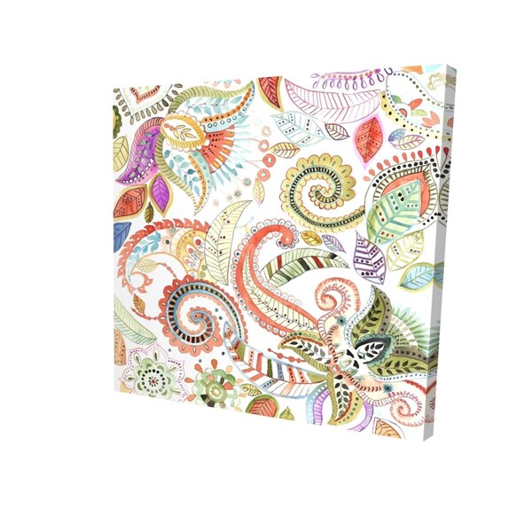 Begin Home Decor 16 x 16 in. Watercolor Paisley Floral-Print on Canvas - 2080-1616-PA3
