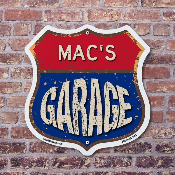Signmission Mac's Garage, 18 Inch X 18 Inch, Plastic Sign - SHI-P-18-383-MAC