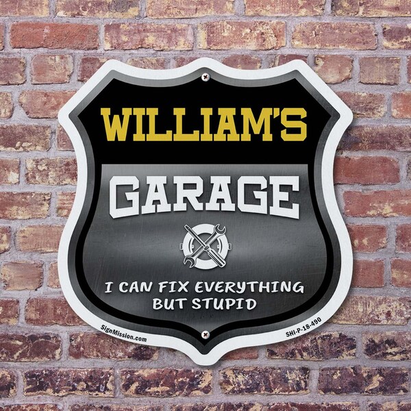 Signmission William's Garage I Can Fix Everything But Stupid, 6 inch X 6 inch, Plastic Sign, 2PK - SHI-P-2PACK-6-490-WILLIAM