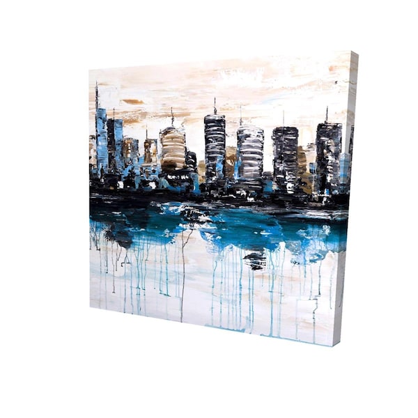 Begin Home Decor 16 x 16 in. Abstract City with Reflection on Water-Print on Canvas - 2080-1616-CI246