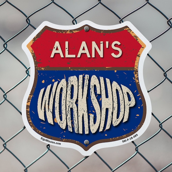 Signmission Alan's Workshop, 18 Inch X 18 Inch, Plastic Sign - SHI-P-18-489-ALAN