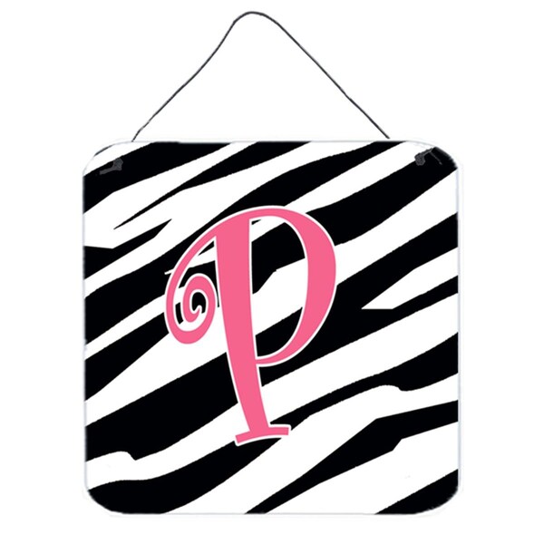 Micasa Letter P Initial Zebra Stripe And Pink Aluminium Metal Wall Or Door Hanging Prints - MI54671