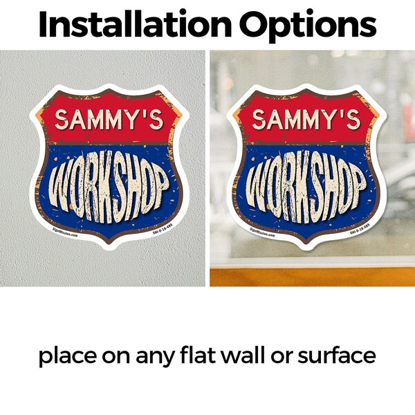 Signmission Sammy's Workshop, 4 inch X 4 inch, Vinyl Decal, 2PK - SHI-D-2PACK-4-489-SAMMY