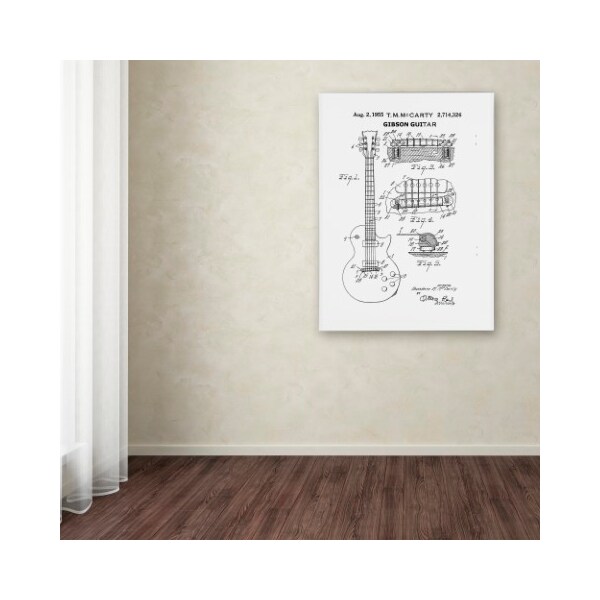 Trademark Fine Art Claire Doherty '1955 Mccarty Gibson Guitar Patent White' Canvas Art, 14x19 - CDO0069-C1419GG