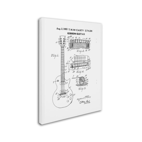 Trademark Fine Art Claire Doherty '1955 Mccarty Gibson Guitar Patent White' Canvas Art, 14x19 - CDO0069-C1419GG