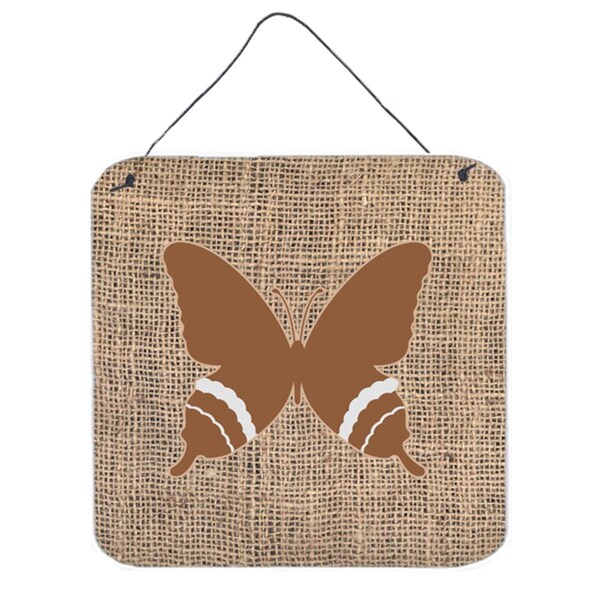 Micasa Butterfly Burlap And Brown Aluminium Metal Wall Or Door Hanging Prints - MI629107