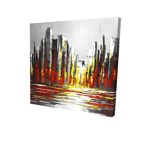 Fondo 16 x 16 in. Abstract Red Skyline-Print on Canvas - FO2788756