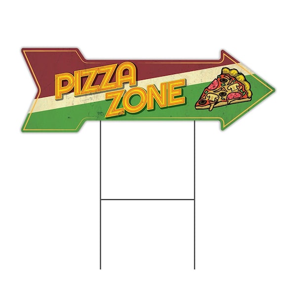 Signmission Pizza Zone Arrow Yard Sign Funny Home Decor 36in Wide - C-ARROW12-DS-999668