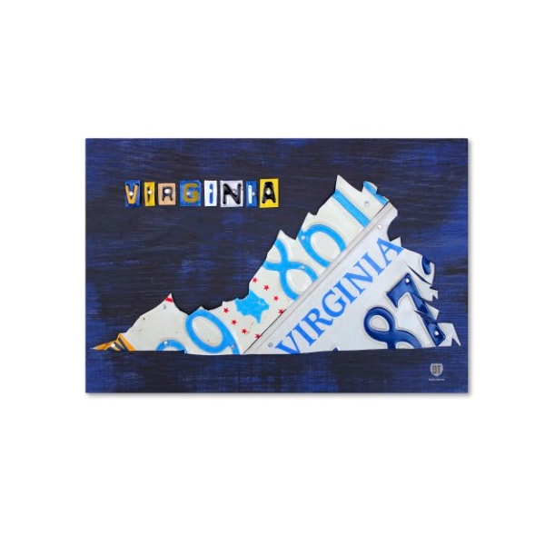 Trademark Fine Art Design Turnpike 'Virginia License Plate Map' Canvas Art, 12x19 - ALI1283-C1219GG