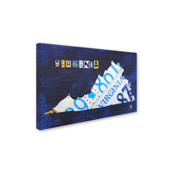 Trademark Fine Art Design Turnpike 'Virginia License Plate Map' Canvas Art, 12x19 - ALI1283-C1219GG