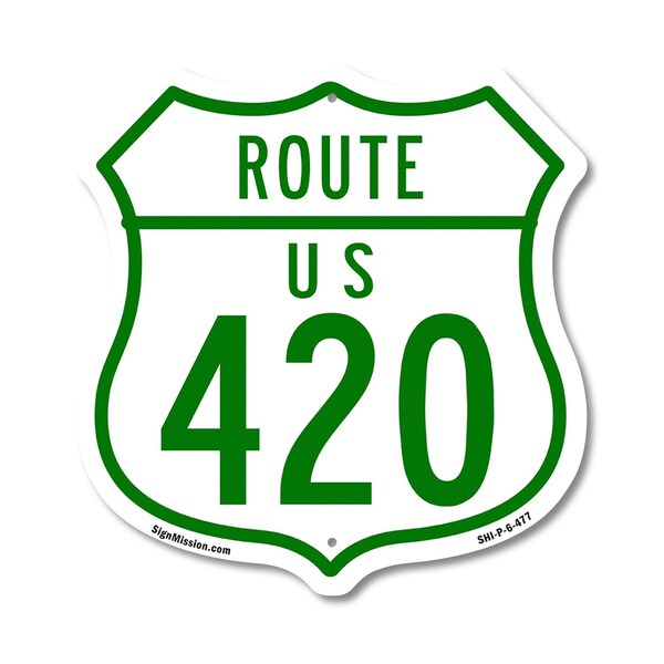 Signmission Route Marker Shield Sign Us 420, 6 Inch X 6 Inch, Plastic Sign - SHI-P-6-477