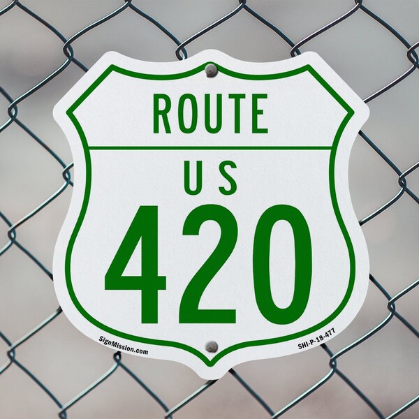 Signmission Route Marker Shield Sign Us 420, 6 Inch X 6 Inch, Plastic Sign - SHI-P-6-477