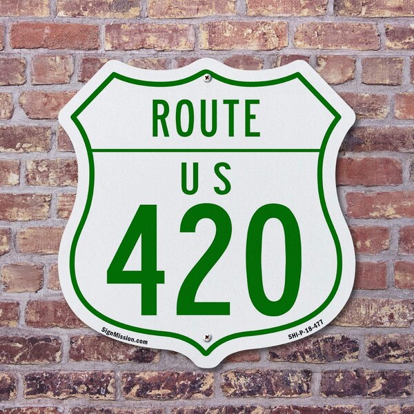 Signmission Route Marker Shield Sign Us 420, 6 Inch X 6 Inch, Plastic Sign - SHI-P-6-477