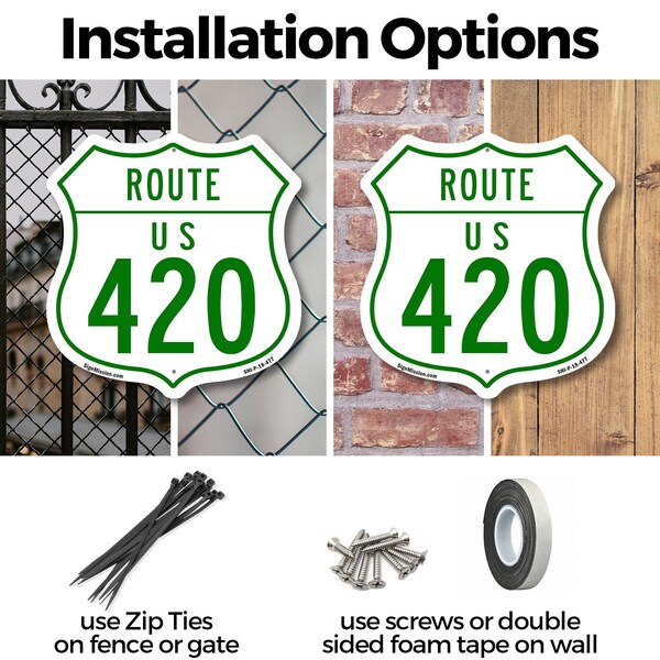 Signmission Route Marker Shield Sign Us 420, 6 Inch X 6 Inch, Plastic Sign - SHI-P-6-477