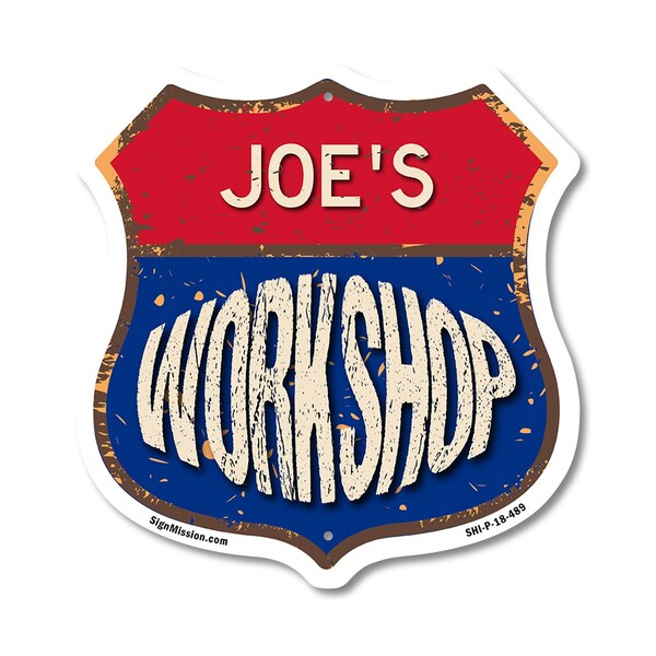 Signmission Joe's Workshop, 18 Inch X 18 Inch, Plastic Sign - SHI-P-18-489-JOE