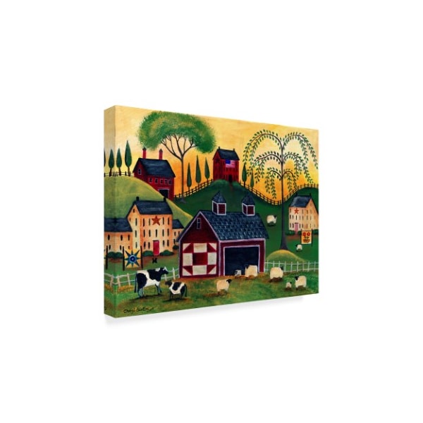 Trademark Fine Art Cheryl Bartley 'Sunrise Red Quilt Barn' Canvas Art, 14x19 - ALI40898-C1419GG