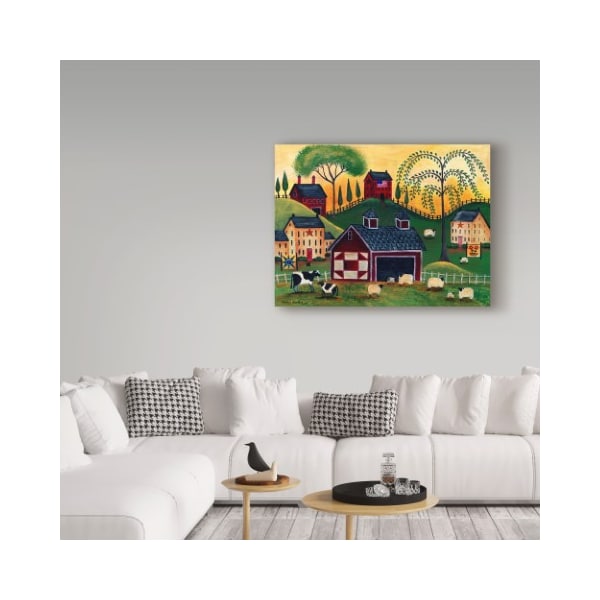Trademark Fine Art Cheryl Bartley 'Sunrise Red Quilt Barn' Canvas Art, 14x19 - ALI40898-C1419GG