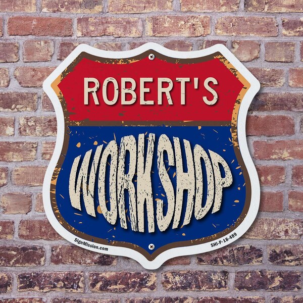 Signmission Robert's Workshop, 18 Inch X 18 Inch, Plastic Sign - SHI-P-18-489-ROBERT
