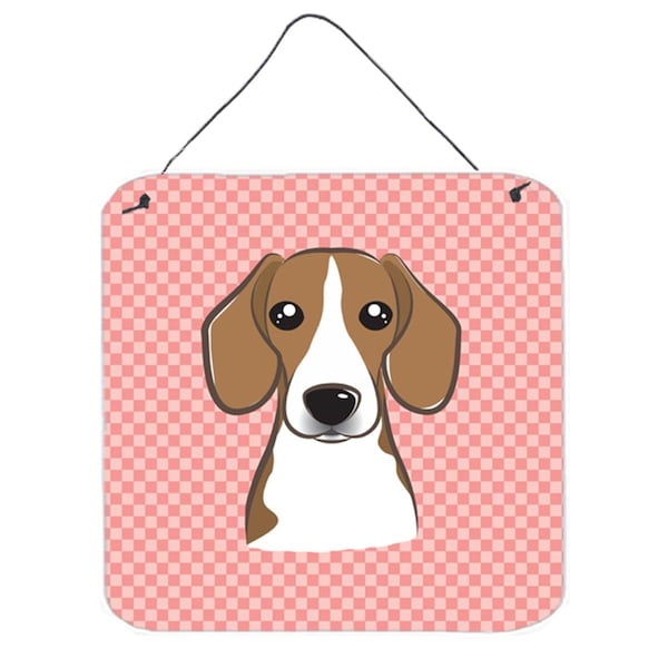 Micasa Checkerboard Pink Beagle Aluminum Metal Wall Or Door Hanging Prints6 x 6 In. - MI250544