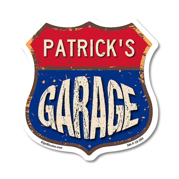 Signmission Patrick's Garage, 18 Inch X 18 Inch, Plastic Sign - SHI-P-18-383-PATRICK