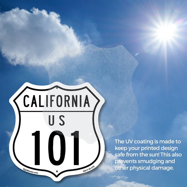 Signmission California Route Marker Shield Sign Us 1, 6 inch X 6 inch, Vinyl Decal, 2PK - SHI-D-2PACK-6-370