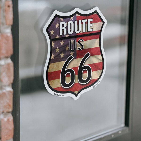 Signmission Route Us 66 Flag, 18 Inch X 18 Inch, Vinyl Decal - SHI-D-18-483
