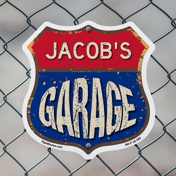 Signmission Jacob's Garage, 12 inch X 12 inch, Aluminum Metal Sign, 5PK - SHI-A-5PACK-12-383-JACOB
