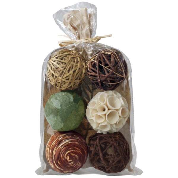 Blue Donuts Decorative Balls for Bowls, Vases Assorted 7 Piece Rattan Wicker Balls - BD3486619