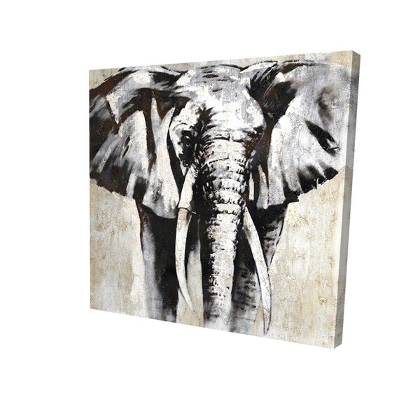 Fondo 32 x 32 in. Greyscale Elephant-Print on Canvas - FO2790579