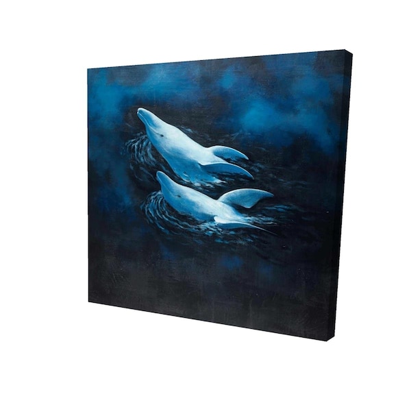 Fondo 32 x 32 in. Two Swimming Dolphins-Print on Canvas - FO2791393