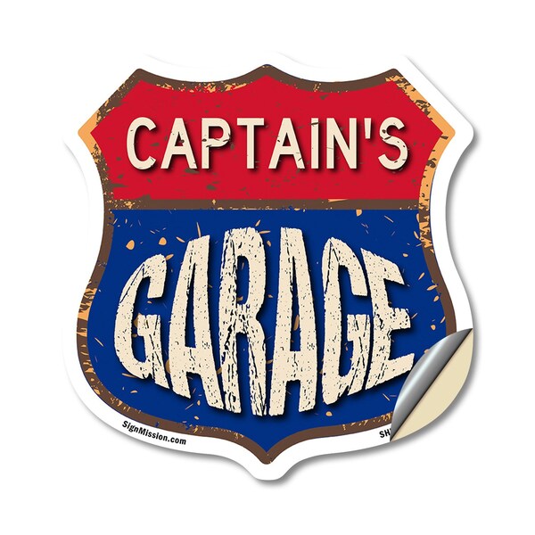 Signmission Captain's Garage, 12 Inch X 12 Inch, Vinyl Decal - SHI-D-12-383-CAPTAIN