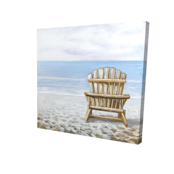 Begin Home Decor 12 x 12 in. Wood Beach Chair-Print on Canvas - 2080-1212-CO26