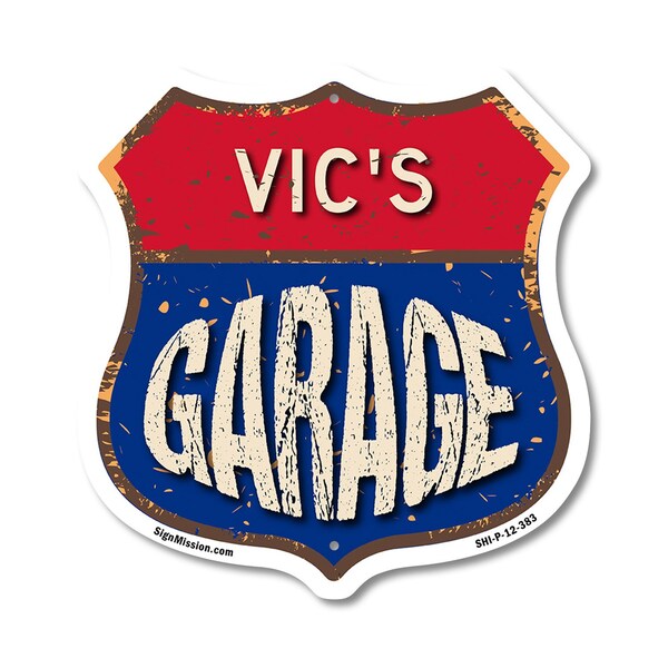 Signmission Vic's Garage, 12 Inch X 12 Inch, Plastic Sign - SHI-P-12-383-VIC
