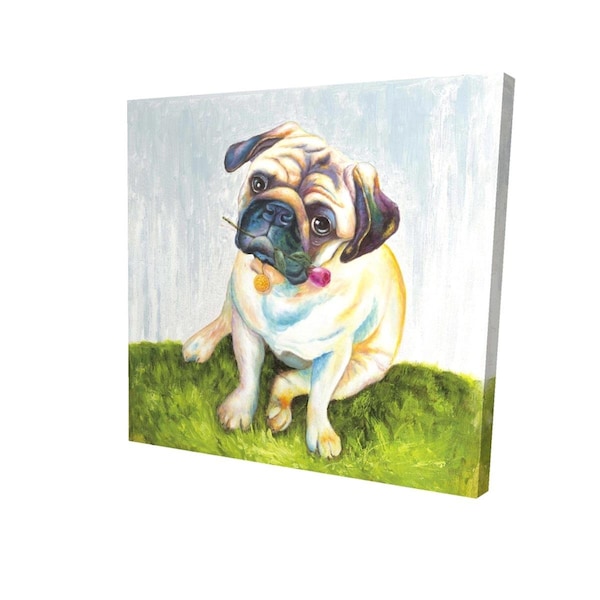 Fondo 16 x 16 in. Cute Pug with A Rose In His Mouth-Print on Canvas - FO2788076