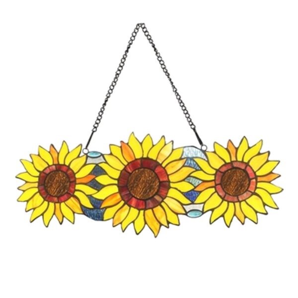 Chloe Lighting 22 in. Annuus Floral-style Stained Glass Window Panel - CH1P152SF22-HRT
