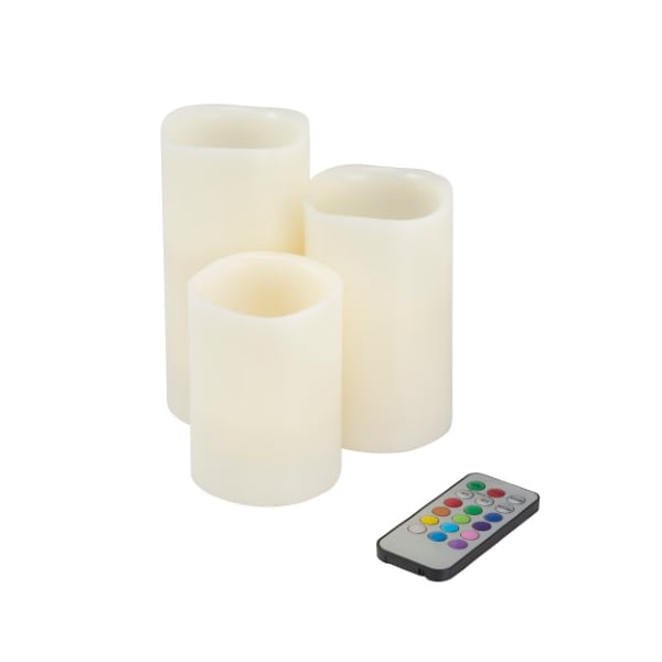 Hastings Home Hastings Home 3 Piece LED Color Changing Flameless Candle Set with Remote - 675669PJP