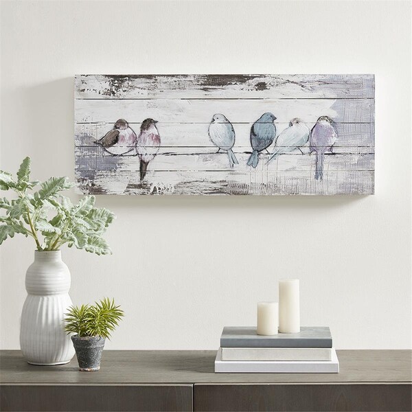 Madison Park 30 x 12 in. White & Grey Hand Painted Wood Plank - MP95B-0217
