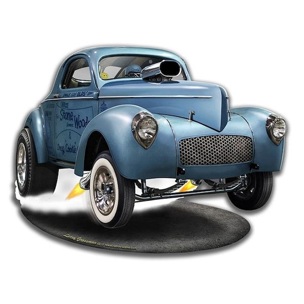 Home Improvement 14 x 11 in. 1941 S.W.C. Willys Gasser Cut-Out Plasma Metal Sign - HO1123962