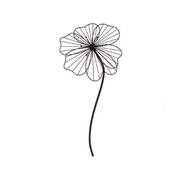 Hastings Home Wall Decor  Metal Wire Stemmed Flower Sculpture Hanging Accent Art for Living Room, Bedroom, Brown - 486682CZH