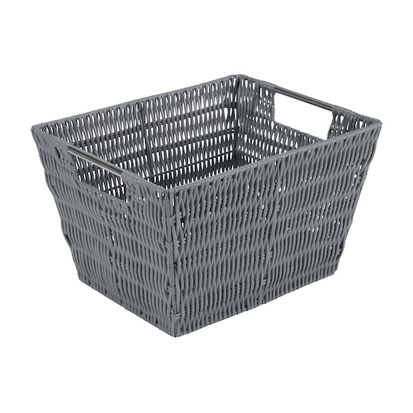 Simplify Medium Rattan Storage Tote Basket in Charcoal - 25452-CHARCOAL