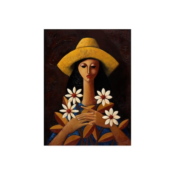 Trademark Fine Art Oscar Ortiz 'Five Daisies' Canvas Art, 35x47 - ALI45136-C3547GG