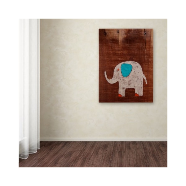 Trademark Fine Art Nicole Dietz 'Elephant on Wood' Canvas Art, 35x47 - ND067-C3547GG