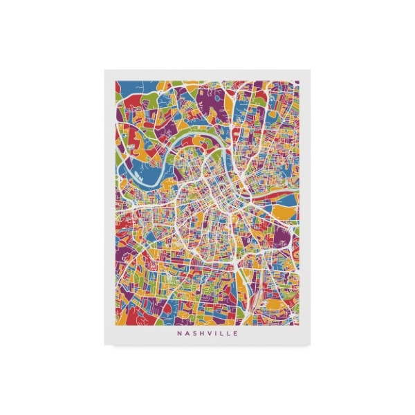Trademark Fine Art Michael Tompsett 'Nashville Tennessee City Map Color' Canvas Art, 35x47 - MT02279-C3547GG