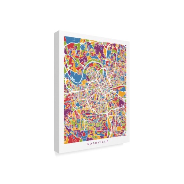 Trademark Fine Art Michael Tompsett 'Nashville Tennessee City Map Color' Canvas Art, 35x47 - MT02279-C3547GG